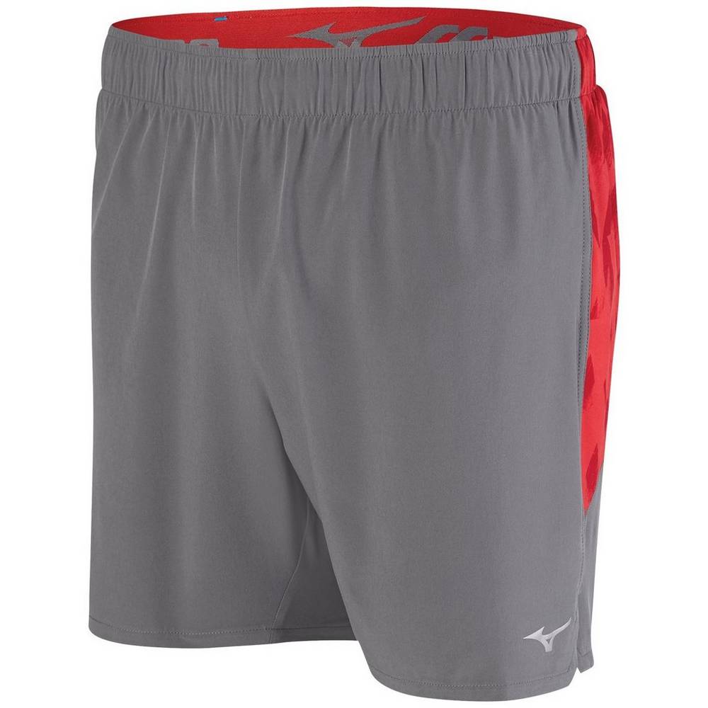 Pantaloncini Mizuno Running Alpha 5.5" Uomo - Grigie/Rosse - 62341-GQBI